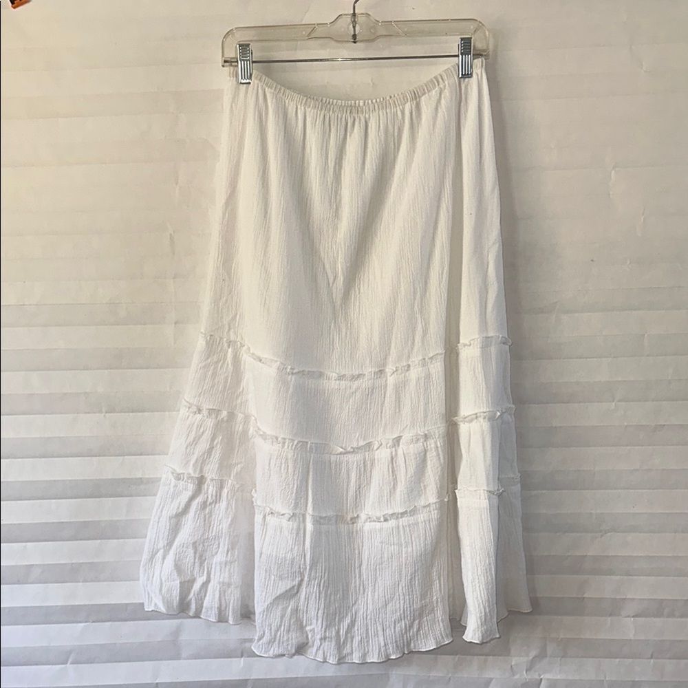 Kim Rogers Women’s 3-Tier Skirt Elastic Waist Boho Flowy Layered Skirt